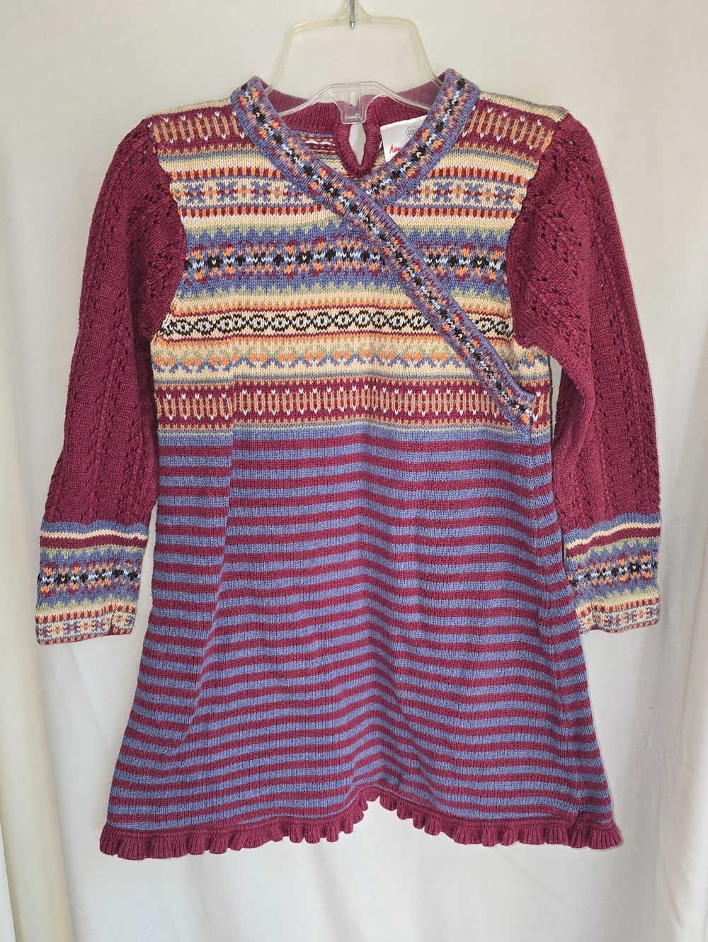 Hanna Andersson Girls' Knit Dress in Plum with Blue Stripes
